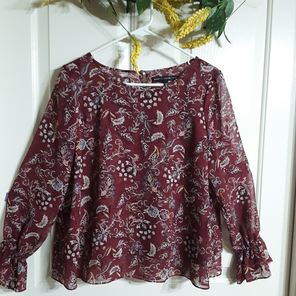 White House Black Market floral print Blouse 14p